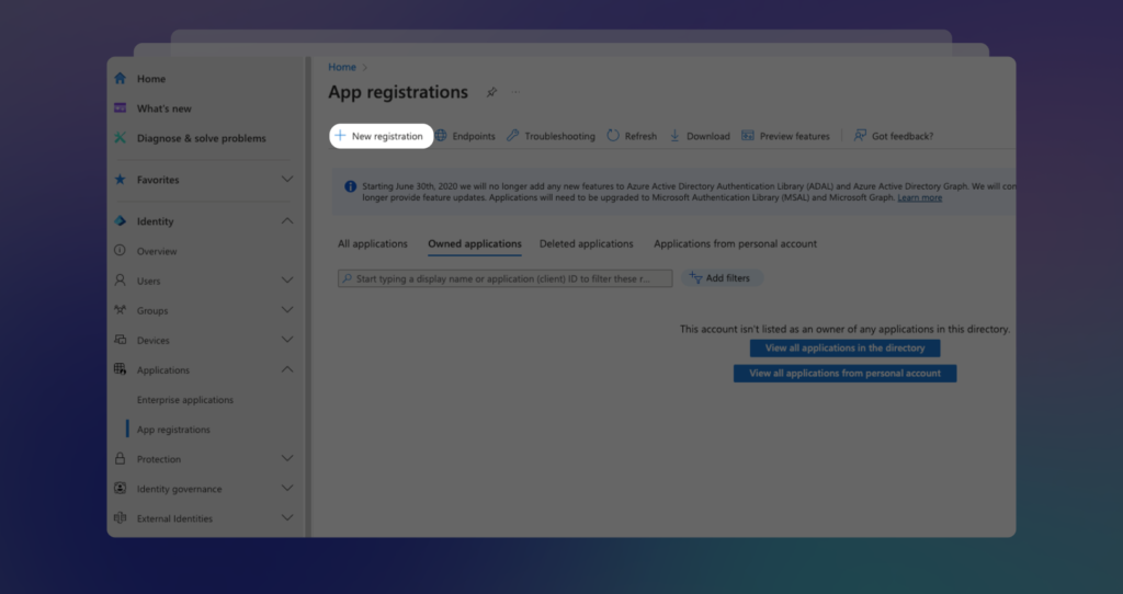 Connect Azure AD to Jira - New Registration