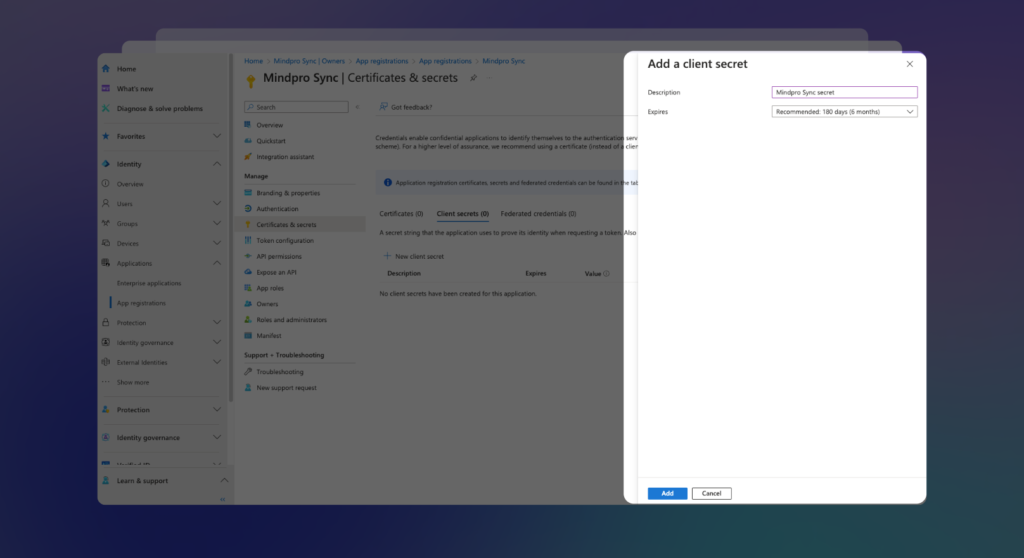 Connect Azure AD to Jira - Saving the new client secret