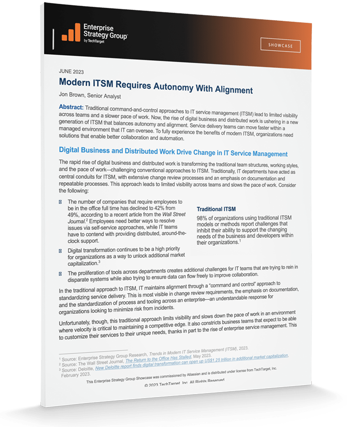 Enterprise Strategy Group: Modern ITSM Requires Autonomy With Alignment